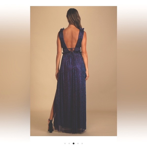 TAGS ON - LULUS SHIMMER BLUE/PINK MAXI DRESS. SIZE S - Picture 3 of 5